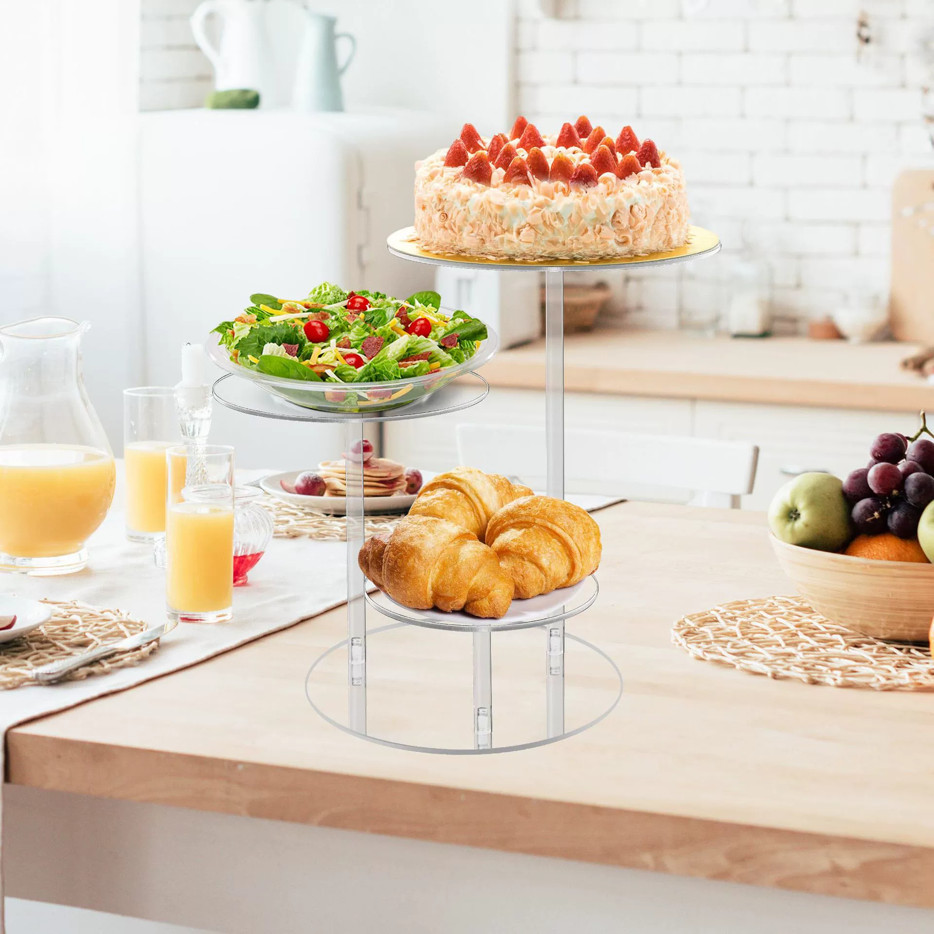 Прозрачный 3-слойный акриловый торт витрина для свадебной вечеринки по случаю дня рождения круглый многослойный десерт кекс стенд