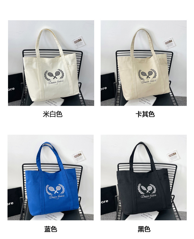 A new best-selling large-capacity casual canvas bag, a Korean-style fashionable and simple canvas bag for commuting to school Item Picture