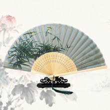 21cm冲花竹骨女扇 来图定制 国风古风商务礼品批发 支持Logo定制