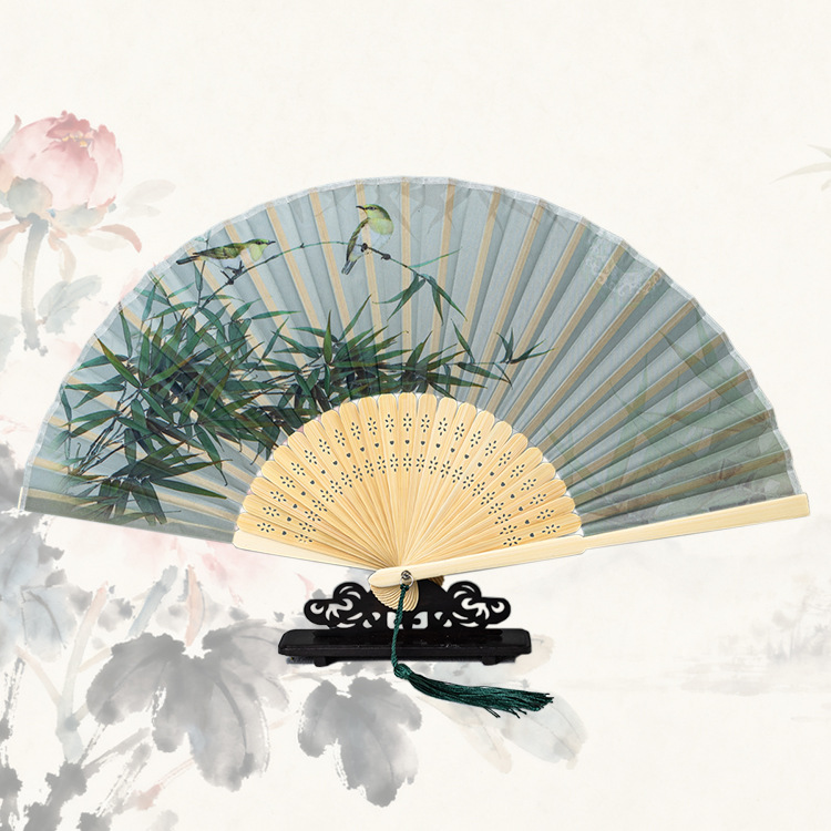 21cm冲花竹骨女扇 来图定制 国风古风商务礼品批发 支持Logo定制