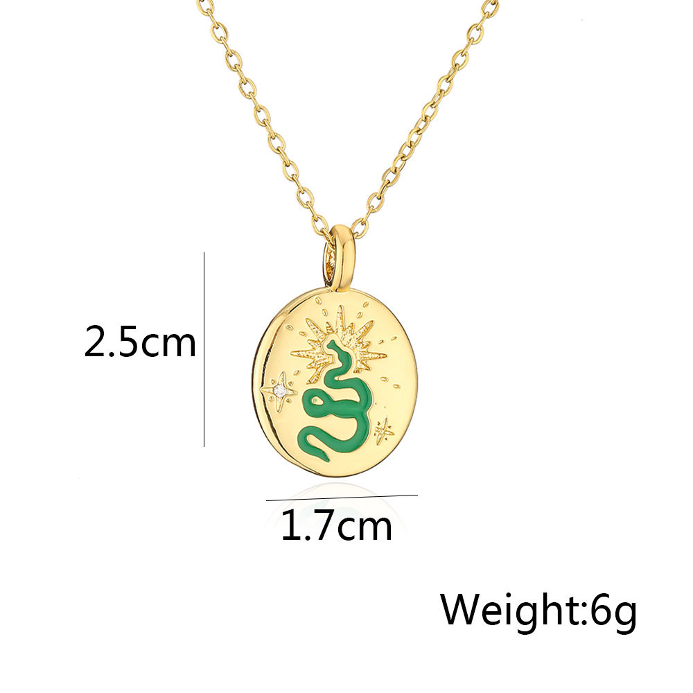 Fashion Star Snake Copper Gold Plated Zircon Pendant Necklace 1 Piece
