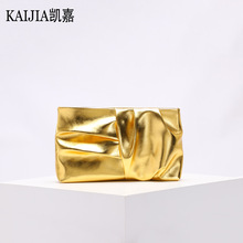 跨境风轻奢极简手拿包热销小众压褶设计褶皱云朵包时尚女士晚宴包