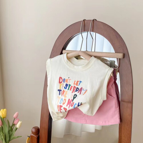 Girls Summer Suit Casual  New Children's Style Korean Version Baby Girl Summer Suit Fashionable Skirt Two-piece Set