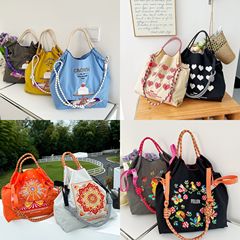 ネット赤同型日本ボールチェーン刺繍環境保護袋レジ袋ファッションナイロン手持ちシングルショルダーバッグ