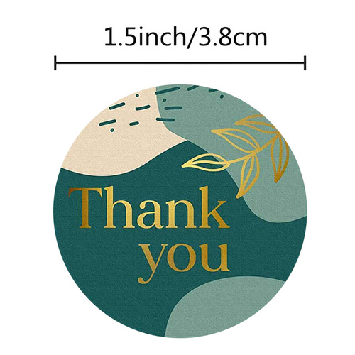 Cross-border wholesale dark green thank you stickers gift packaging seal stickers holiday party decoration stickers