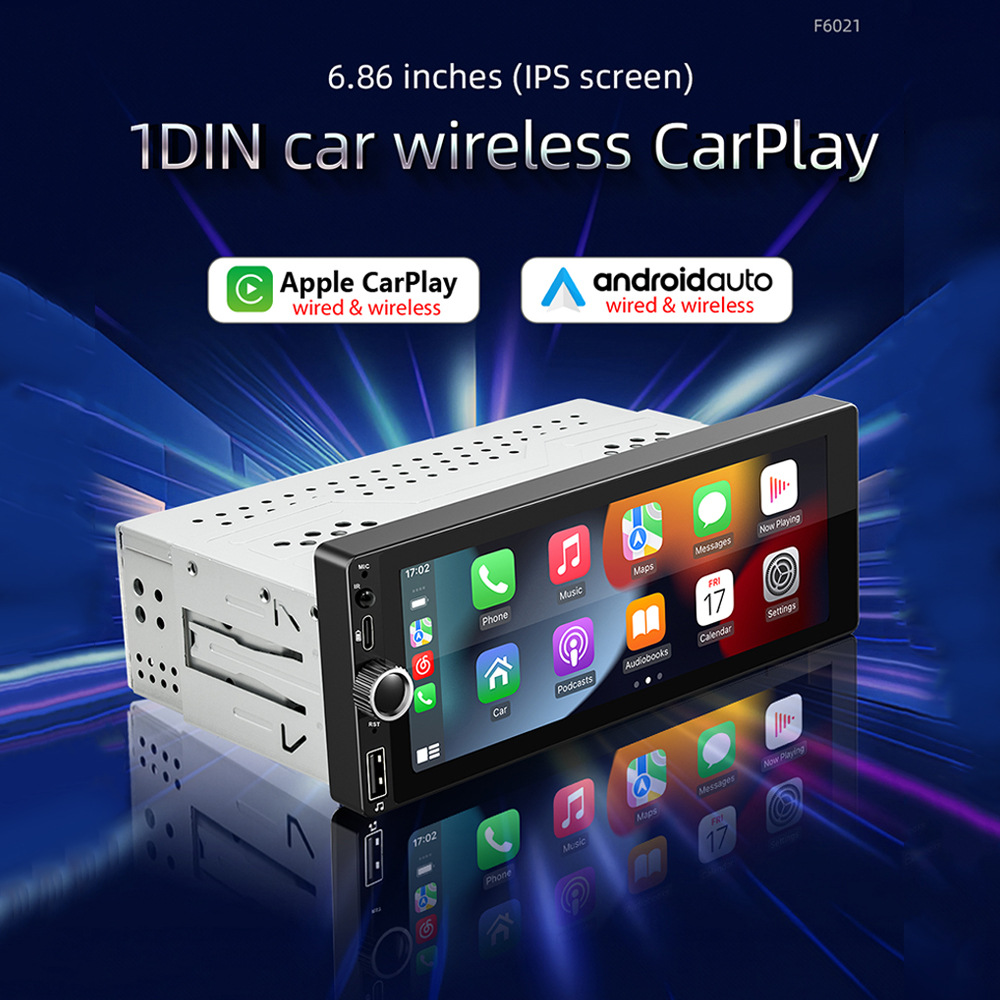 6.86 inch single ingot apple wireless CarPlay car MP5 player IPS screen car FM radio 12V