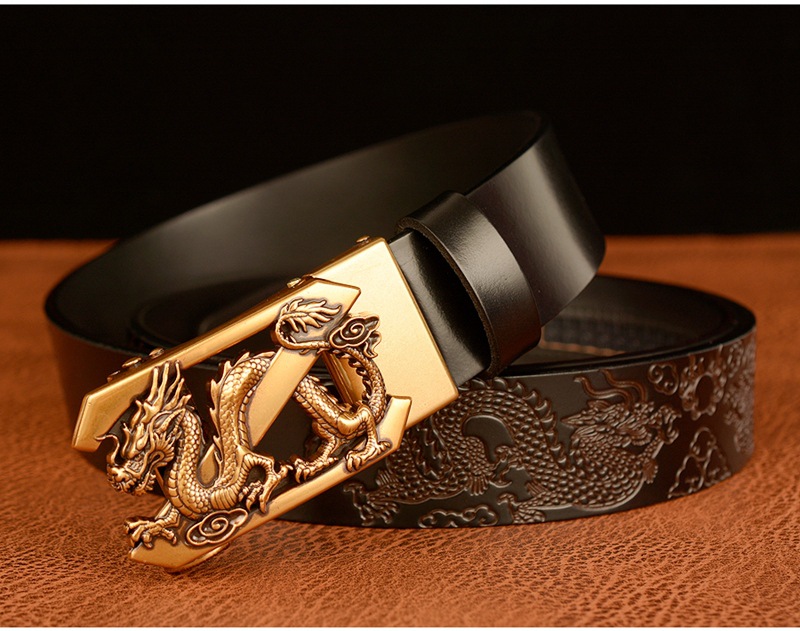 Wholesale Men's Fashion Genuine Leather Z-Dragon Belt measurements and detail photo 2