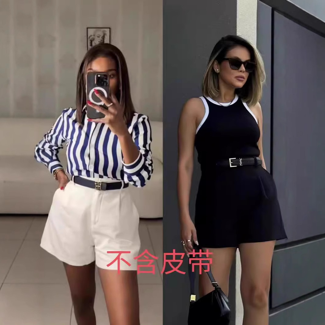 New European and American Clothing Spring and Summer Casual Work Shorts High Waist Slimming Versatile Three-Quarter Pants Now Available on Amazon