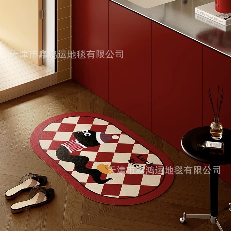 Fu Snake Naji New Year Red Diatomaceous Earth Absorbent Non-Slip Bathroom Floor Mat Rug Toilet Entrance Mat Fu Snake Naji New Year Red Diatomaceous Earth Absorbent Non-Slip Bathroom Floor Mat Rug Toilet Entrance Mat