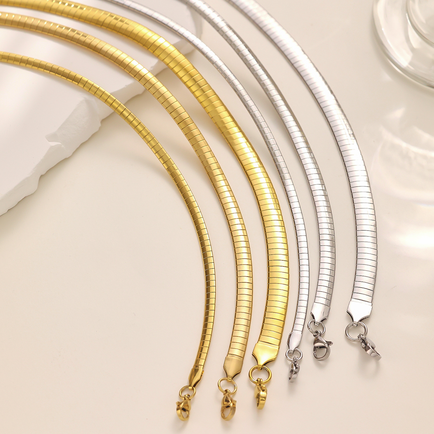 Date, Tea Party Occasion Titanium Steel Material Wholesale Jewelry Basic Modern Style Classic Style Geometric Titanium Steel Plating Choker