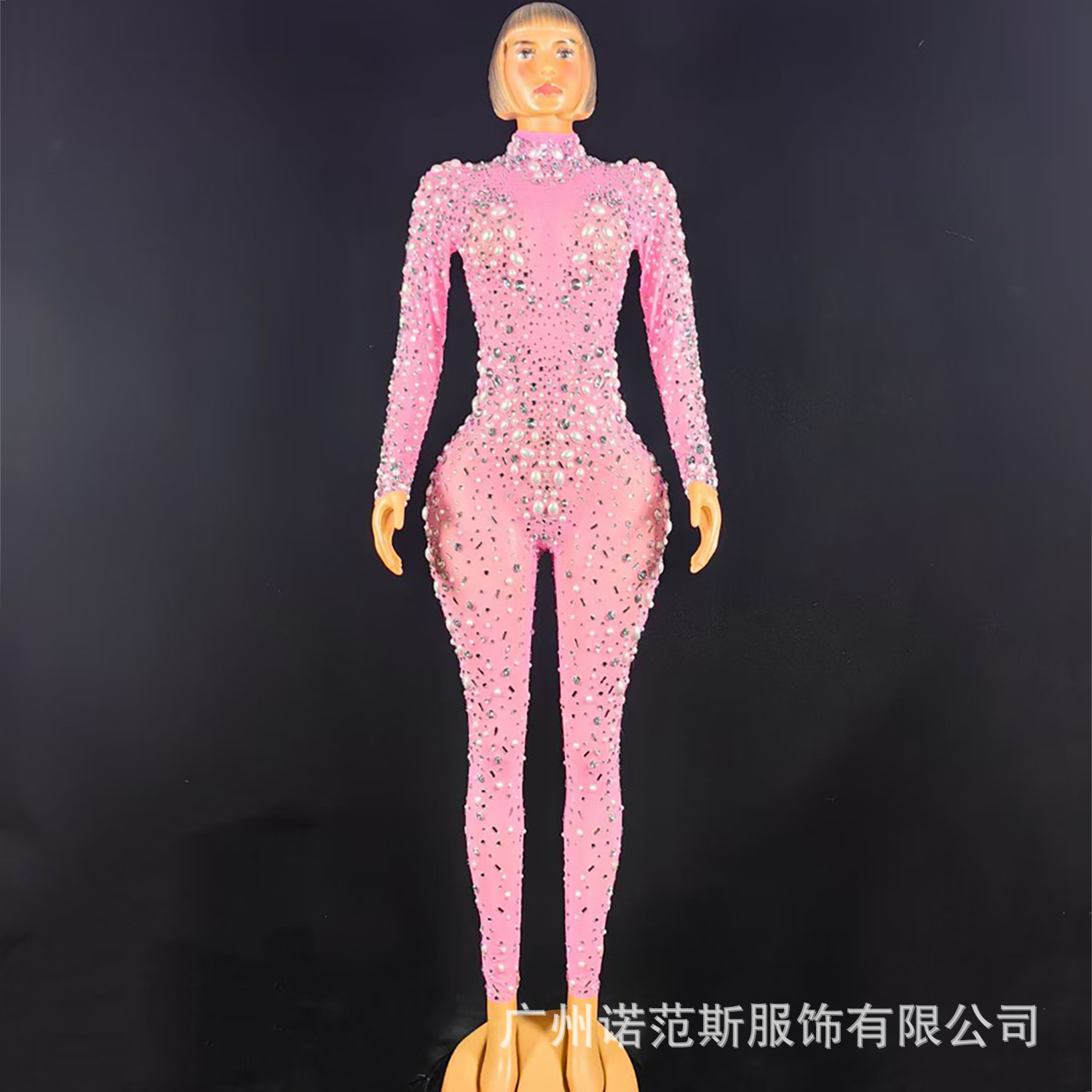 Novance rhinestone perla rendimiento actividad jumpsuit nuevo mono mujeres Club party bar image 7