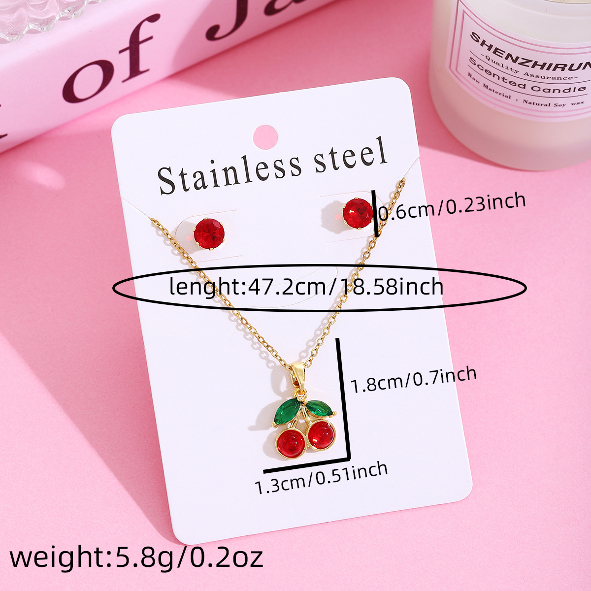 Wholesale Jewelry Sweet Cherry Strawberry 304 Stainless Steel Plating Jewelry Set Cable Chain display picture 8