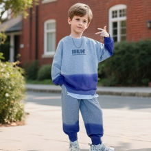 2025秋季新款儿童卫衣套装男童韩版运动型两件套宽松字母时尚渐变