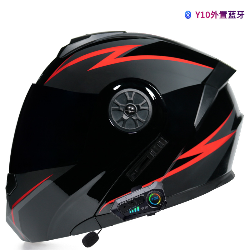 Orz casco no motocicleta casco completo hombres y mujeres de doble lente coche eléctrico Bluetooth expuesto medio casco Otoño e Invierno casco Four Seasons