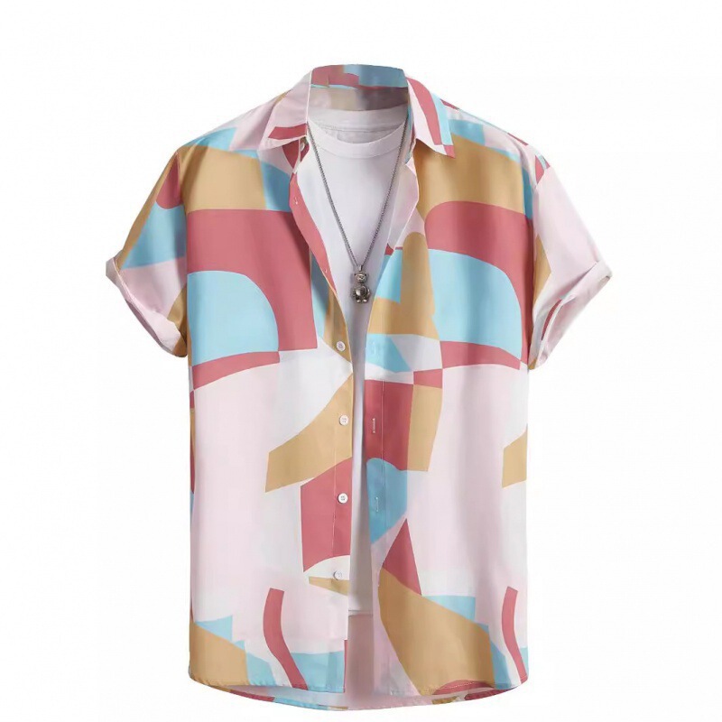 Summer Hot Style 3D Digital Printing Hawaiian Shirt Lapel Cardigan Short Sleeve Shirt