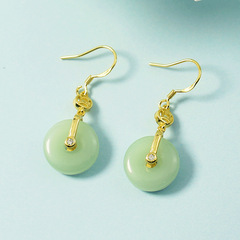 Seasonal Style Earrings with Court Style, Retro and Classical Elegance for Women, Jade Ping'an Hook Earrings, Ancient Costume Hanfu Earrings, Set