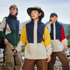 薄款户外工装冲锋衣男女休闲旅游轻量化防水外套单层拼接工作服