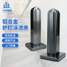 定制新款固定铝合金泳池夹家用阳台免打孔底座玻璃夹楼梯扶手护栏