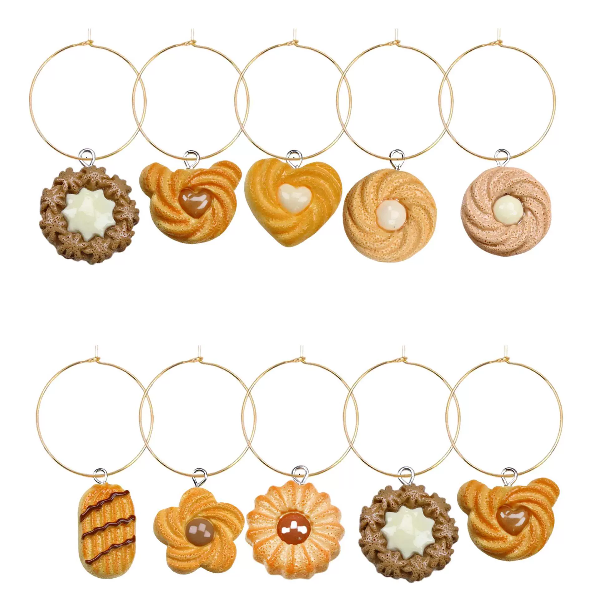 Искусственная еда из смолы, игрушечное печенье, shein, наклейки для вечеринки в честь Хэллоуина, бокалы для вина, подвески для бокалов из сплава