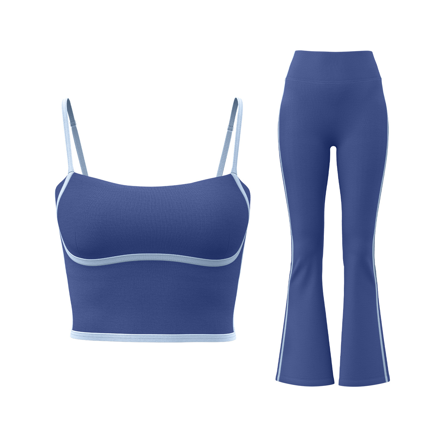 Juyitang Peach Traje de yoga lineal Camisola de alta elasticidad Traje de pantalón de cintura alta