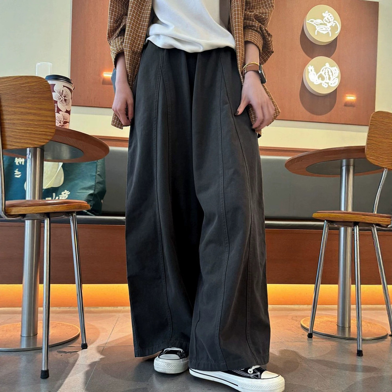 Korean-style niche design wide-leg pants, spring-summer casual loose pants, high-waisted slimming balloon pants, casual long pants for women