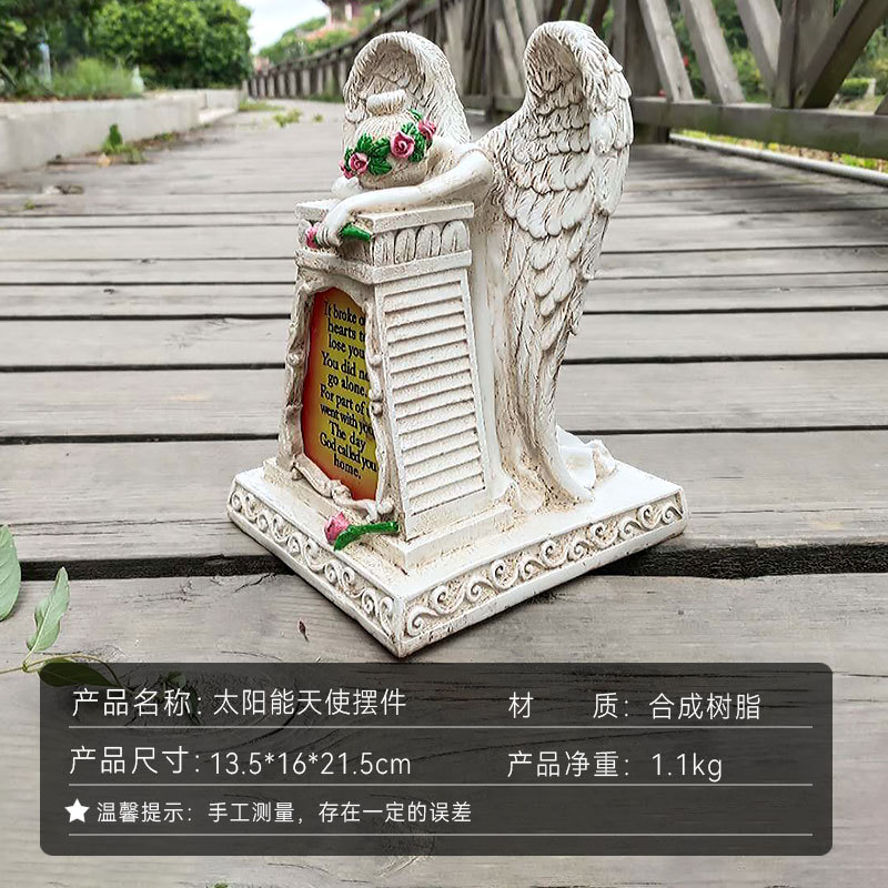 Lámpara solar decoración Ángel lámpara hogar al aire libre Ping creativo decoración resina paisaje escultura regalo
