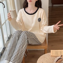 卓家 带胸垫睡衣女棉长袖春秋款免穿内衣可外穿家居服套装网红风