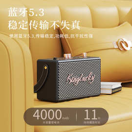 S16蓝牙音箱2025新款家用客厅环绕无线k歌复古马歇尔音响便携定制