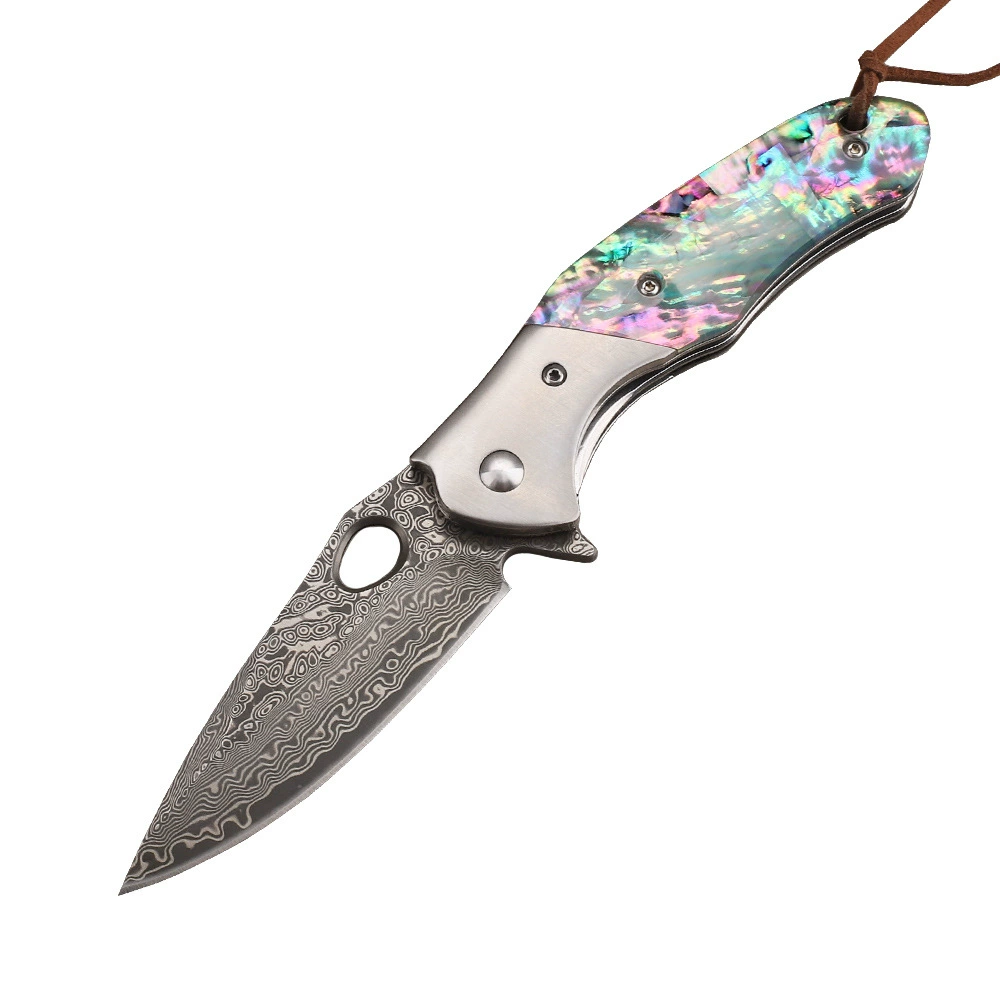 VG10 дамасская folding knife цветная оболочка и древесина розового дерева рукоять рыболовная сумка для выживания EDC outdoor тактический нож