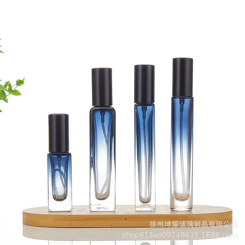 Botella de perfumes transparente de oro 10ml botella de perfumes de plata 15ml botella de pulverización de presión de botella de fragancia