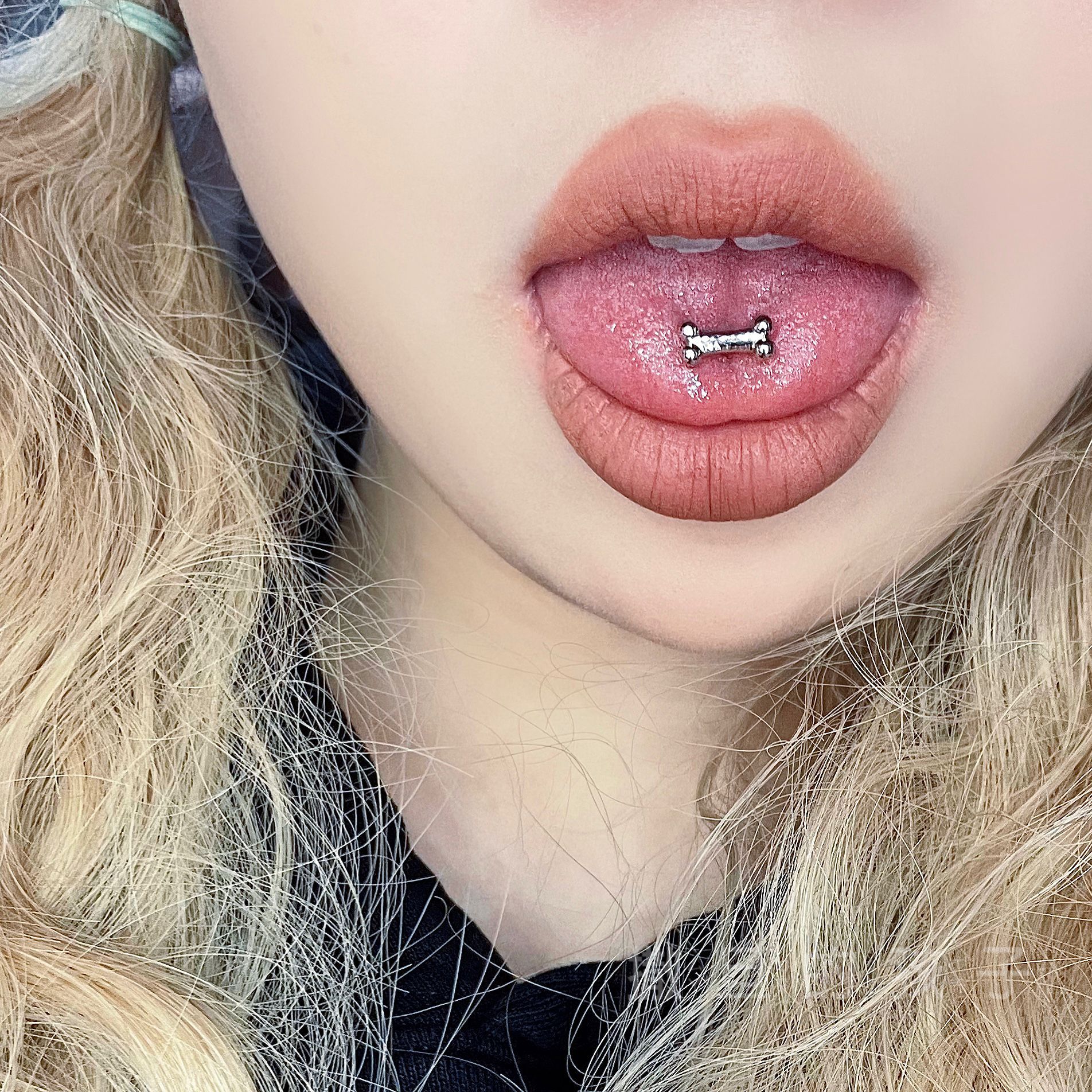 Labret stud lip piercing jewelry styling detail