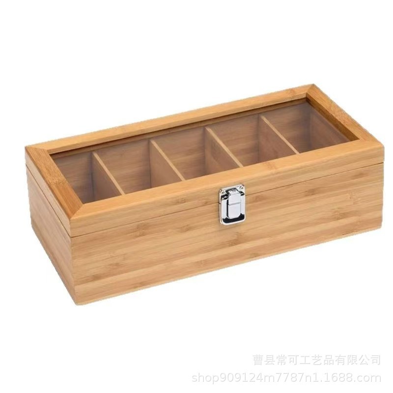 木製収納ボックスデスクトップフリップトップ無垢材コンパートメントオーガナイザーホームデスクコーヒーティーバッグ収納ボックス|undefined