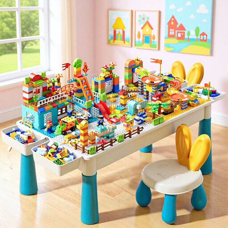 Multifunctional Large Children's Building Block Table, Large Particle Educational Assembly Toy, Baby Snan Multifunctional Large Children's Building Block Table, Large Particle Educational Assembly Toy, Baby Snan