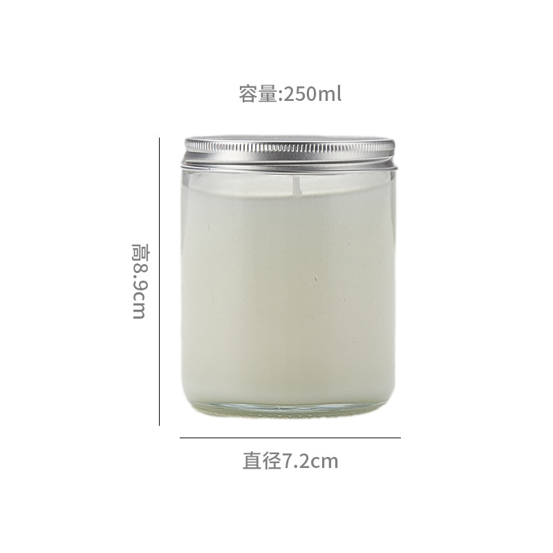250ml recipiente de vela de vidrio transparente con tapa 120ml marrón aromaterapia vela taza vacía taza DIY candelabro de vidrio