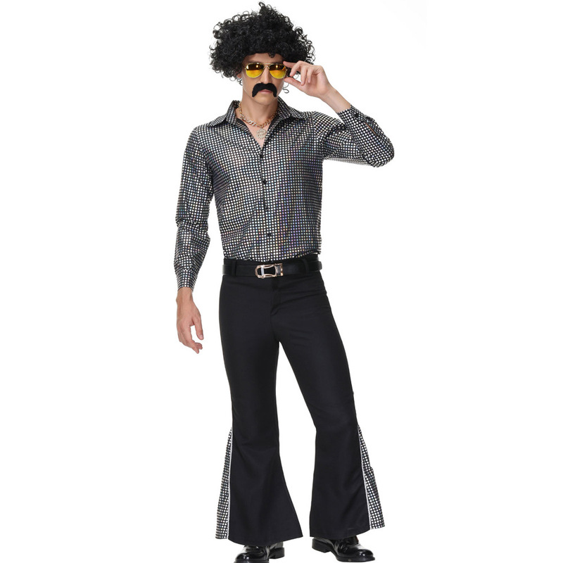 Halloween Masquerade Party Costume Male Bright Color Retro Disco Costume European and American 70 s Dance Costume