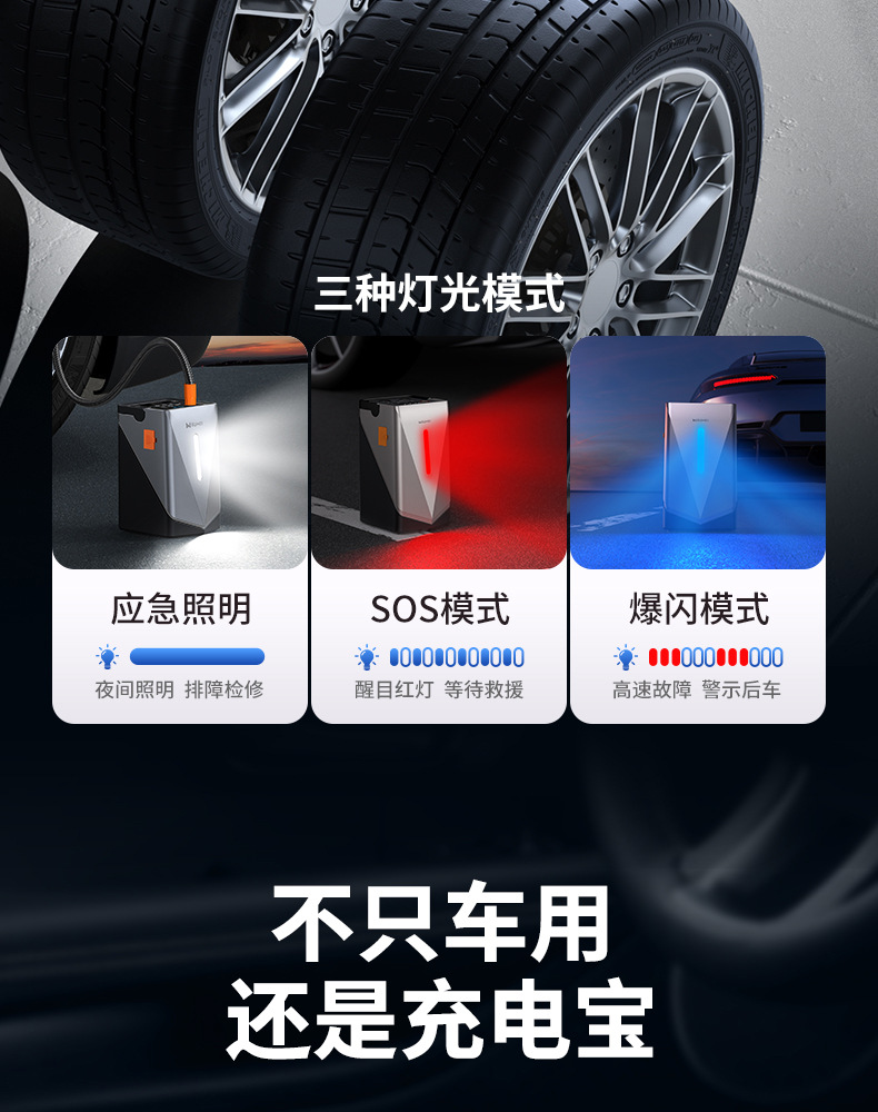 Car Emergency Start Power Supply Car Inflatable Pump Blower All-in-One New 12V Multifunctional Power Pickup