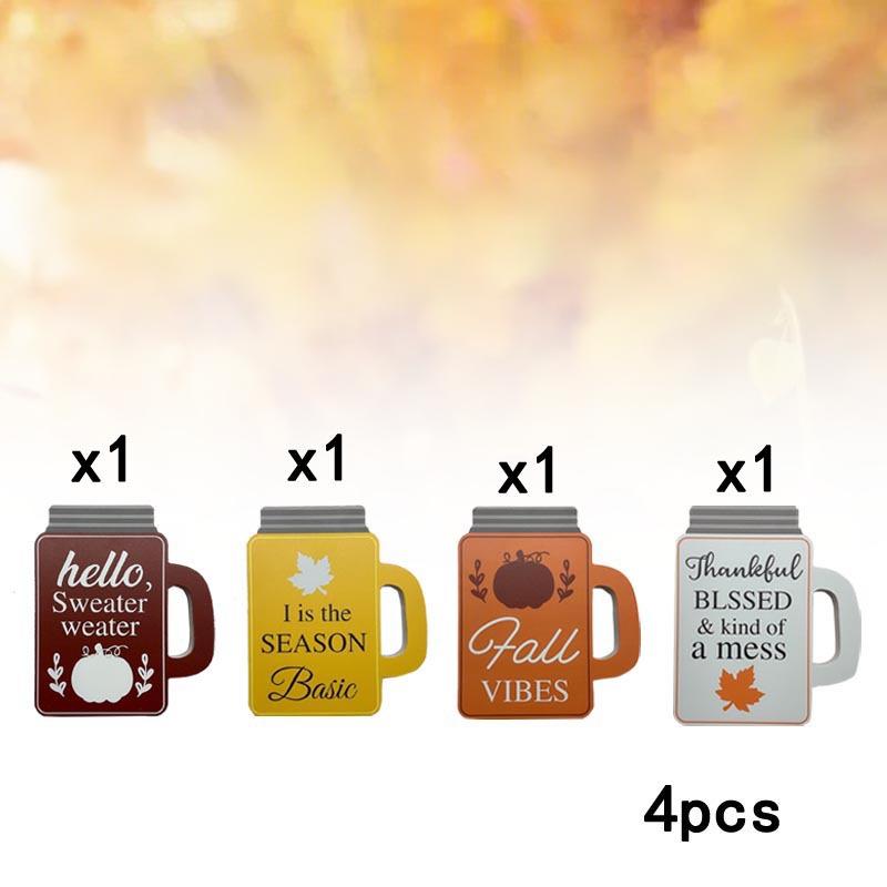 Transfronterizo 4PCS cosecha de Acción de Gracias tazas de vino modelado bandeja de madera decoración de mesa