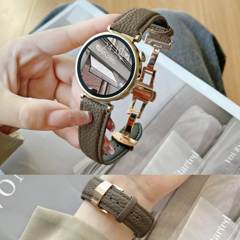 Litchi pattern-Brown [butterfly buckle]