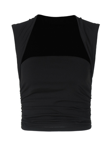 Amazon Foreign Trade 2025 Summer New Solid Color Square Collar Sleeveless Backless Top Wrinkle Fitted T-shirt Wholesale