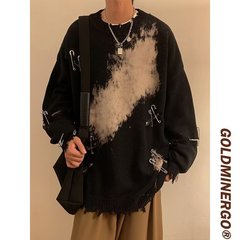 潮牌重工はピンを染めて飾っています。怠惰な風と秋冬のデザイン感があります。