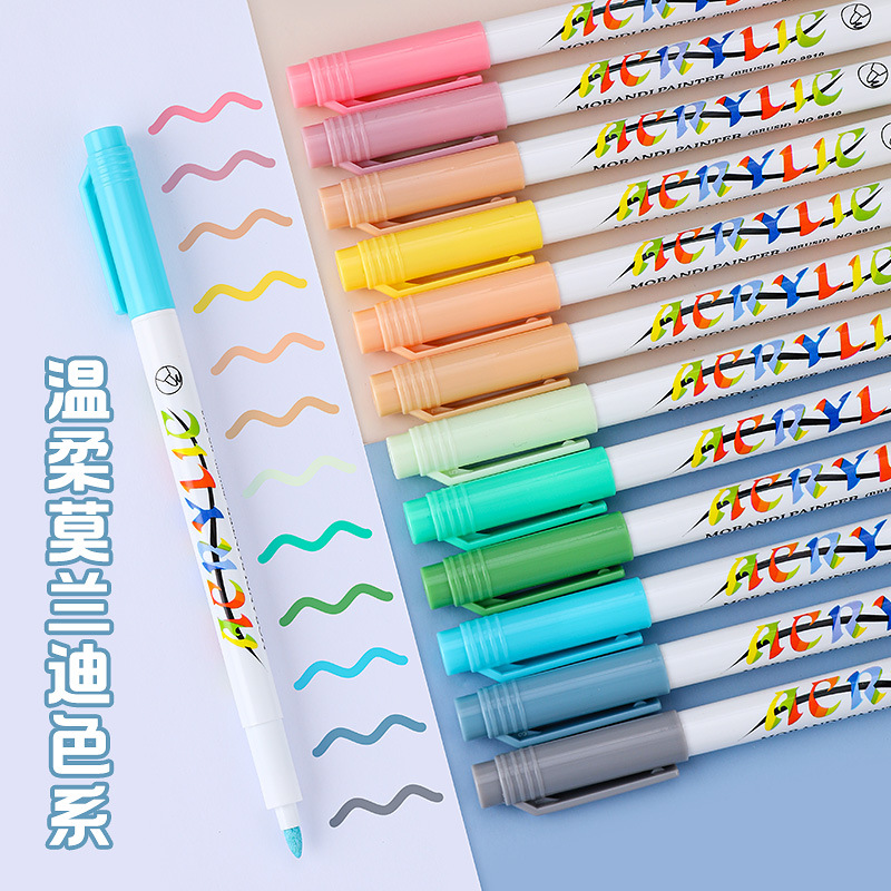 Nuevo marcador pintura pluma super fuerte cobertura acuarela pluma transfronteriza Venta caliente Morandi color acrílico marcador