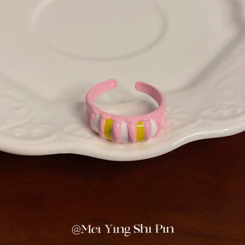 Dopamine Colorful Drip Glaze Smiling Open Ring  New Arrival Milky Girl Style Cartoon Open Ring