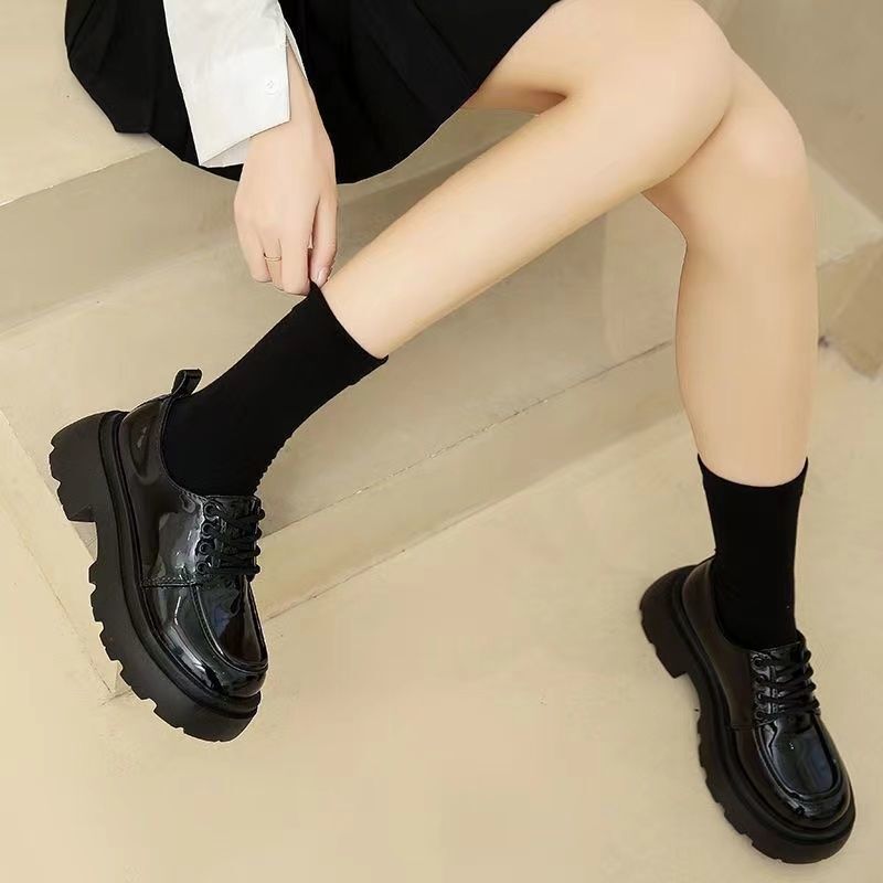 Thick-soled British-style female student social shoes trendy spring and summer new college Harajuku-style raised soft-soled small leather shoes Thick-soled British-style female student social shoes trendy spring and summer new college Harajuku-style raised soft-soled small leather shoes