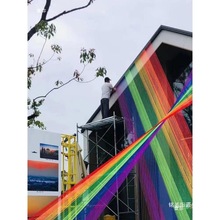 网红彩虹线彩色美陈线婚庆彩虹线装节日悬挂中庭学校装扮装置展厅