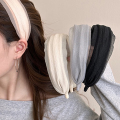 シンプルな春と夏の絹の糸の広い縁のカチューシャの女性2025新型の高い頭のトップのカチューシャは日常的に合わせて優雅な気質の髪飾りをします。