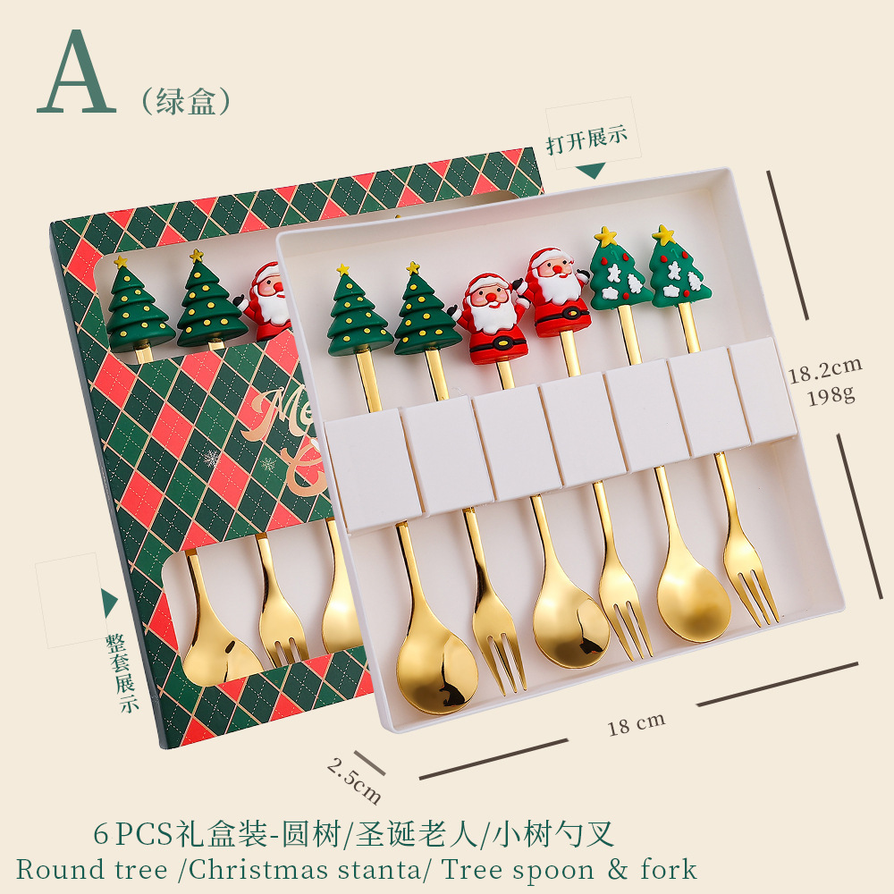 Cucharas nórdicas INS navideñas – cucharas doradas de postre o café de acero inoxidable