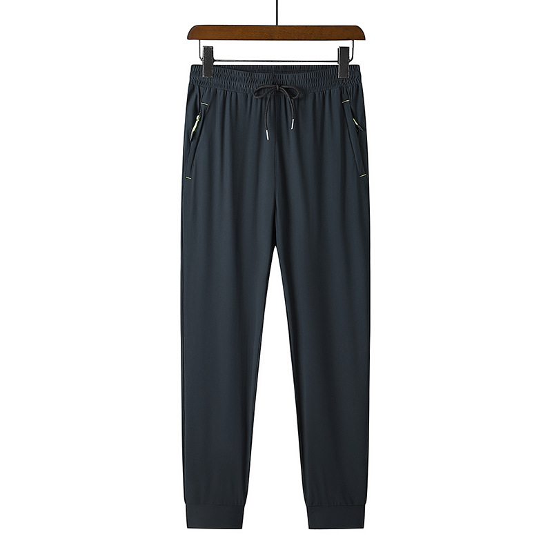 Pantalones de seda de hielo pantalones transpirables de secado rápido de deportes casuales delgados de verano para hombres, pantalones de pierna recta coreanos elásticos al por mayor