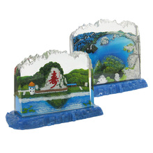 定制亚克力微景观摆件 水晶胶透明浮雕山水立体摆件旅游纪念