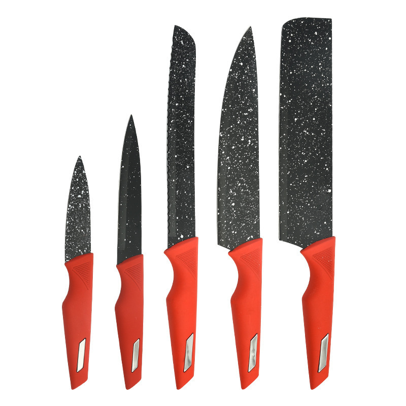 Yangjiang cuchillo de cocina Comercio exterior cuchillo de cocina de acero inoxidable mango de acero rojo estrellado de doble cara de succión cuchillo único regalo