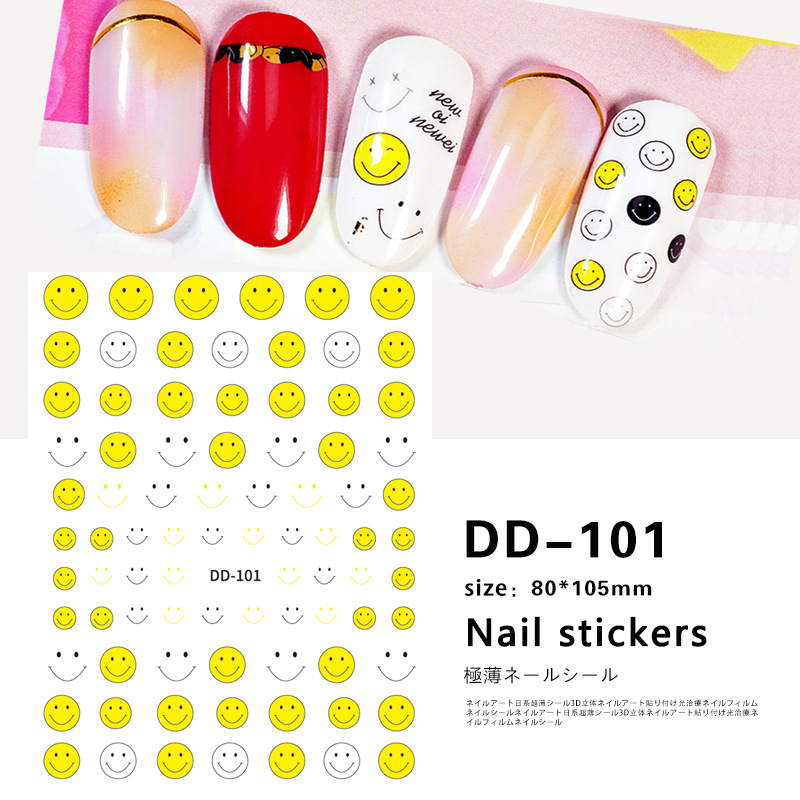 Redanco's New 3D Popular Cartoon Cute Smiling Face Expression Nail Stickers with Adhesive Backing Nail Decoration Wholesale